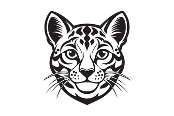 Ocelot Head silhouette vector illustration, Ocelot Head silhouette Vector