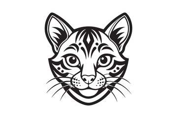 Ocelot Head silhouette vector illustration, Ocelot Head silhouette Vector