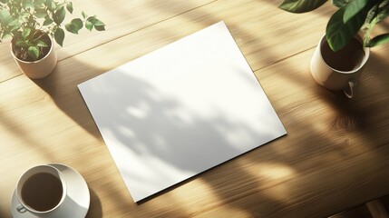 A Serene Workspace with Coffee and Nature Ambiance