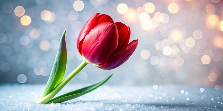 Night Photography of a Red Tulip for World Parkinson's Disease Day Card, Alzheimer Awareness, Memory Loss Disorder, Dementia Diagnosis on 11 April