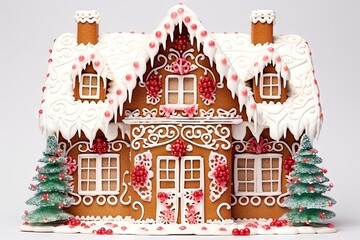 Gingerbread house christmas dessert cookie.