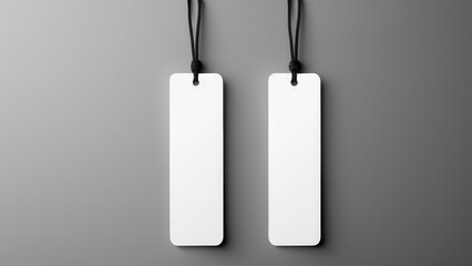 Minimalist bookmark mockup showing a classic, rectangular bookmark in a neutral setting. Great for use in digital or print media presentations, focusing solely on the bookmark design