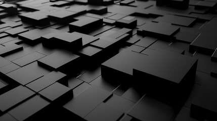 Abstract geometric blocks on black background