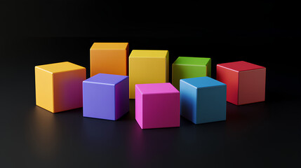 Obraz premium Abstract geometric blocks on black background