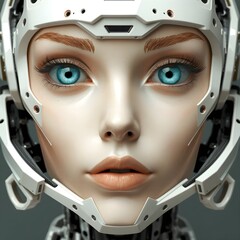 Close-up of a female robot