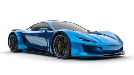 Electric sports car isolated on white. 
