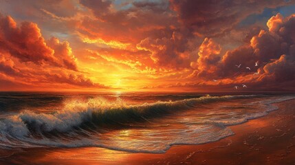 Fototapeta na wymiar breathtaking panorama of a vibrant sunset sky