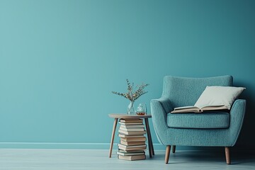 Cozy Reading Nook with Blue Walls