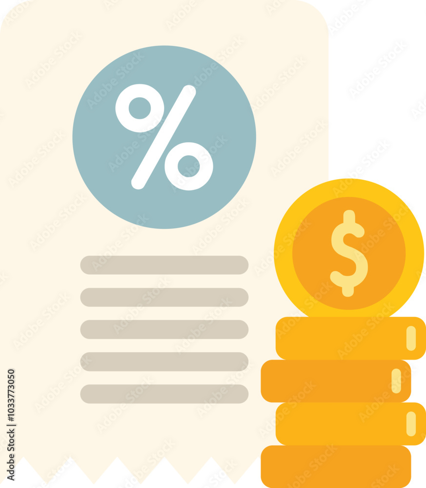 Poster invoice is showing interest rate with growing stack of coins representing profitable investment