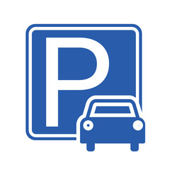 Printable isolated rectangle square blue and white parking area, car or motor vehicle park lot