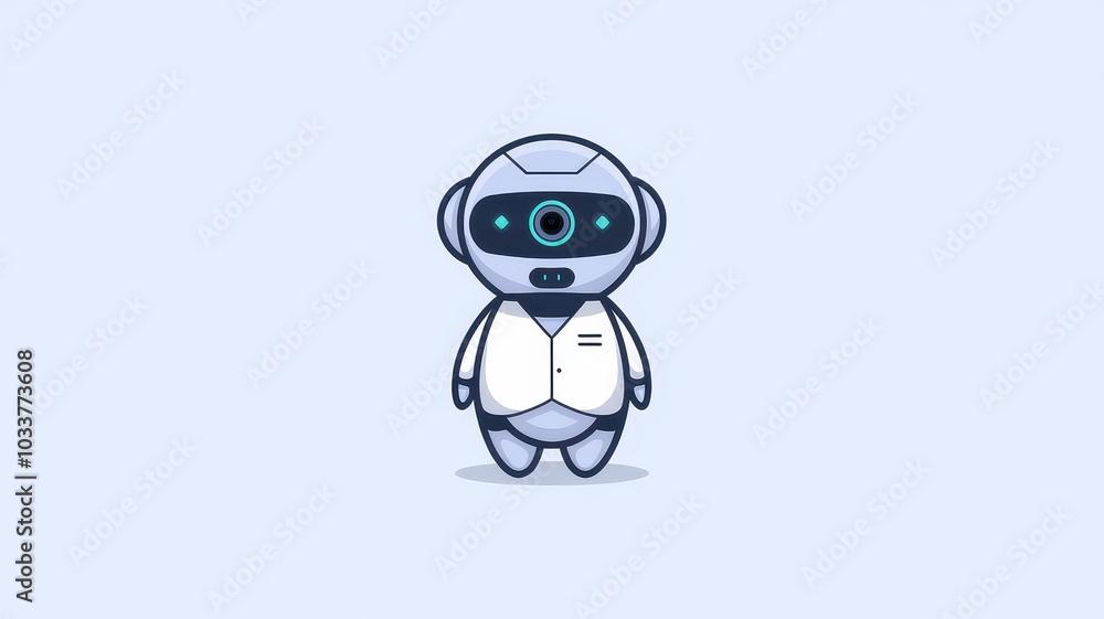 Aufkleber cute and friendly robotic character symbolizing the advancements of intelligence automation and futu