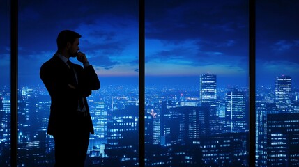 Fototapeta premium Silhouette of a Pensive Businessman