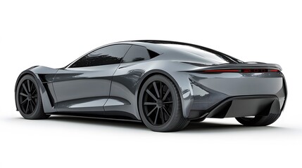 Electric sports car isolated on white. 