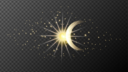 Deep space star light scene background in stippling style with amazing huge nebula and glowing stars cluster in universe. Vector  Golden luxury glitter background confetti for celebration.