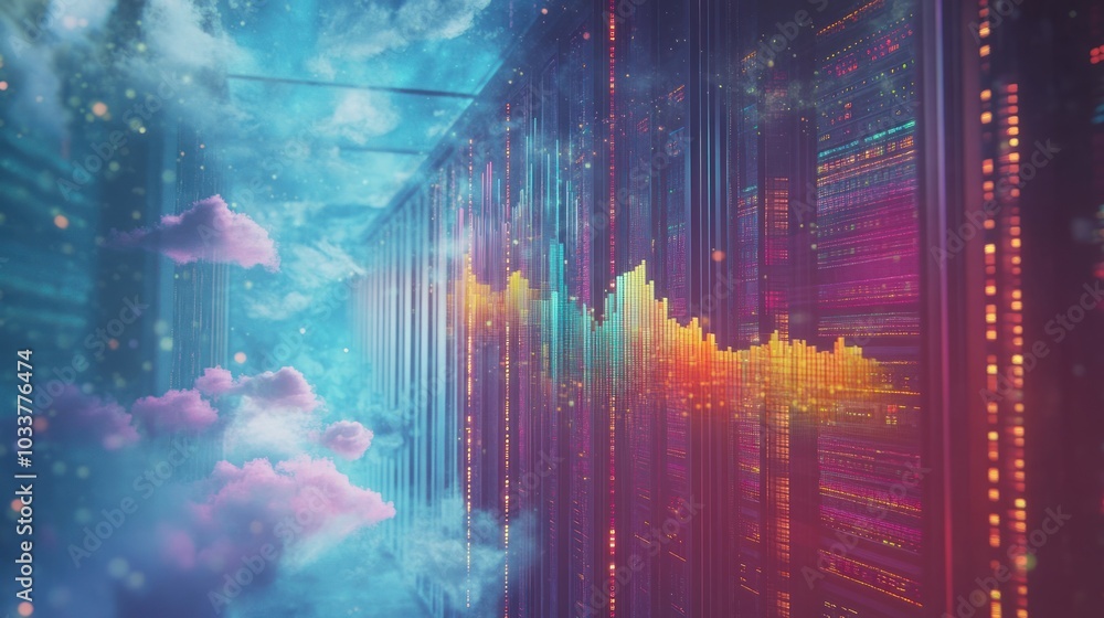 Poster digital data flow through the cloud