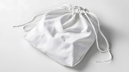 White drawstring pack template, bag for sport shoes isolated on white. 