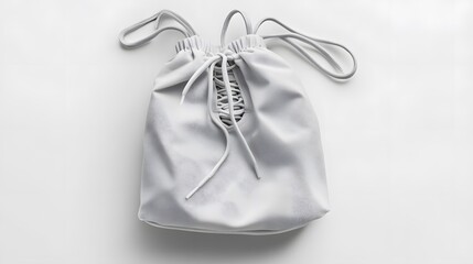 White drawstring pack template, bag for sport shoes isolated on white. 