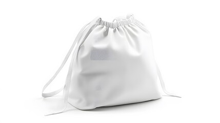 White drawstring pack template, bag for sport shoes isolated on white. 