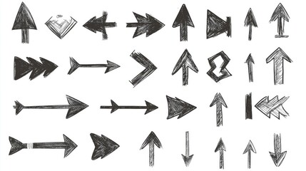 Hand-drawn black arrows in various directions
