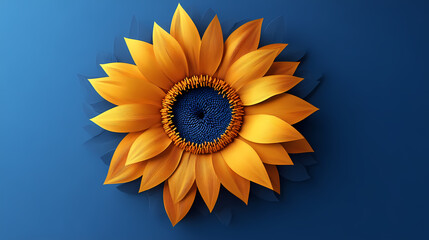 Sunflower logo 3d vector papercut