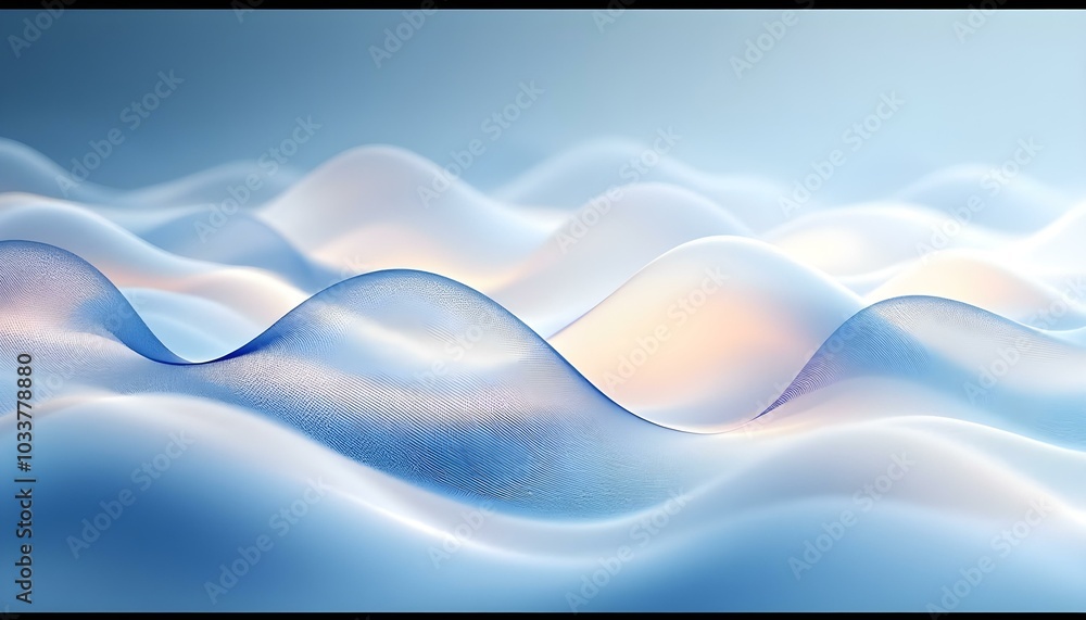 Poster abstract blue flowing wave pattern, elegant abstract design featuring smooth, flowing blue waves on 