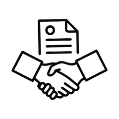 Handshake with Certificate Silhouette Vector and Business and Agreement Concept Illustration