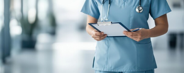 Healthcare professional holding clipboard
