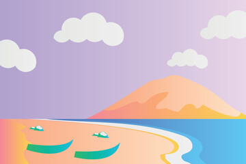 Beach landscape gradient color illustration