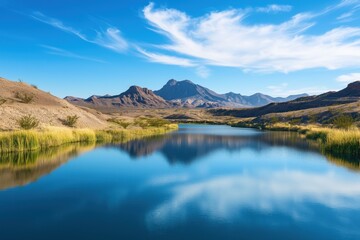 Fototapeta premium Desert mountain lake environmental landscape