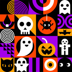 Geometric Halloween Icons Pattern