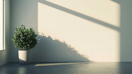 Modern Indoor Plant with Soft Shadow on Wall