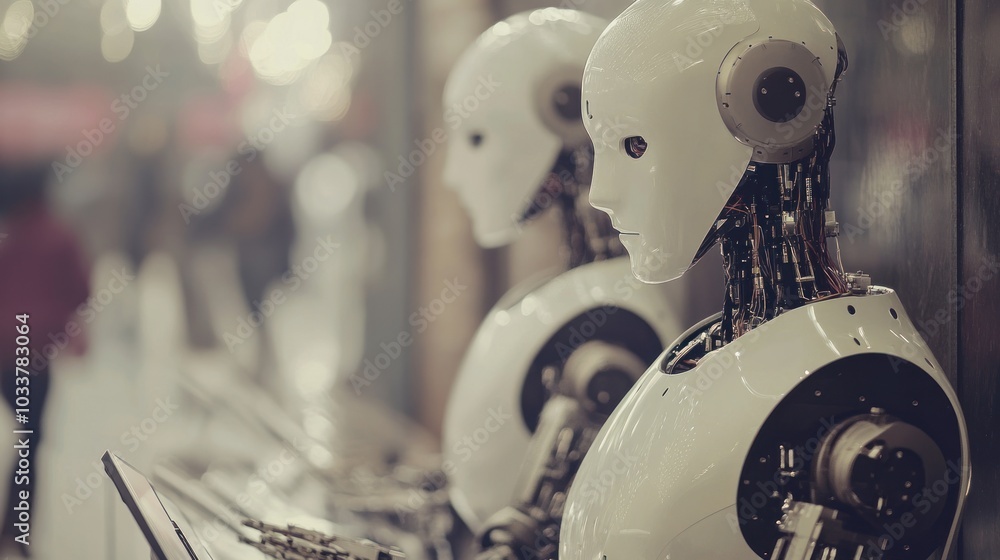 Poster Two Humanoid Robots with Visible Internal Mechanisms
