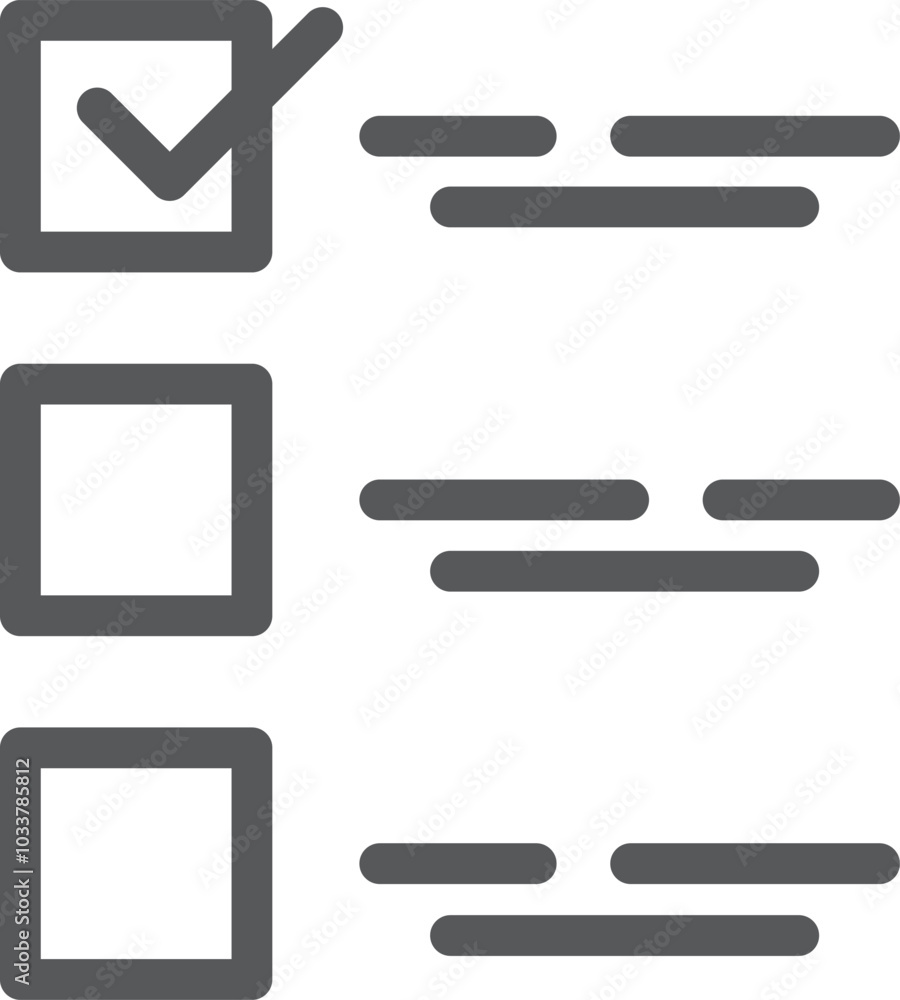 Poster checklist with check mark line icon. choice checkboxes