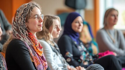 An interfaith family gathering, where different religious traditions are respected and celebrated under one roof