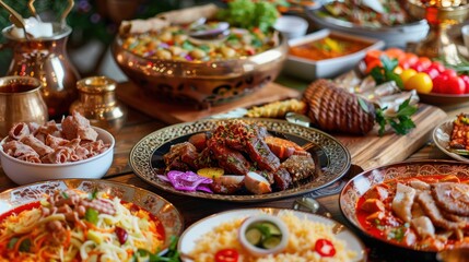 Obraz premium A Feast of Flavors: An Exquisite Spread of Asian Cuisine
