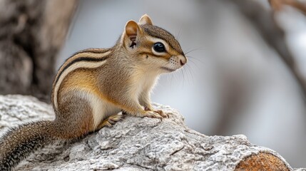 Obraz premium Cute Chipmunk Sitting on a Branch