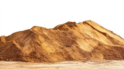 Pile desert sand dune at construction site isolate