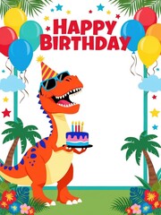 Happy Birthday Dinosaur Card
