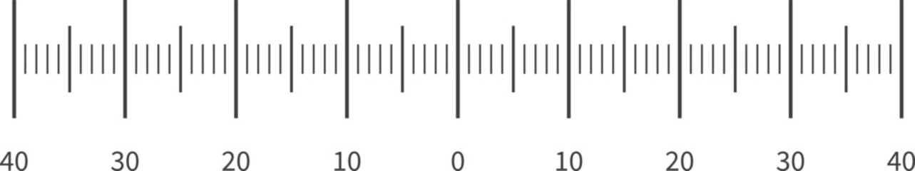 Length calibration scale. Ruler or indicator line measurement
