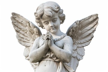 Detailed View of an Isolated Cupid Cherub Statue Perfect for Artistic and Romantic Themed Projects