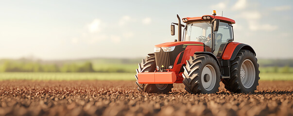 Obraz premium Tractor in field, sustainable fuel combustion, green farming technology, 3D illustration