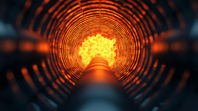 Efficient combustion chamber, sustainable fuel solution, energy-saving design, 3D illustration