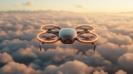 Autonomous drone, sustainable fuel combustion, energy-efficient design, 3D illustration