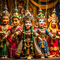 Fototapeta premium A traditional puppet show featuring intricately crafted puppets
