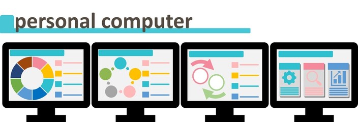 ビジネスパソコンのイラストセット