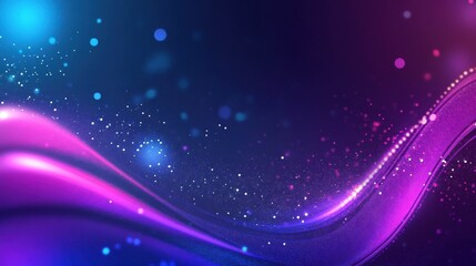 Obraz premium Abstract Purple and Blue Wave with Glittering Particles