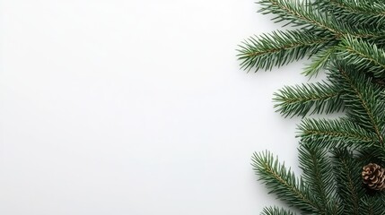 Obraz premium A well-defined pine tree branch lies against a clean white backdrop, highlighting the intricate details of its needles and structure for organic or natural-themed designs
