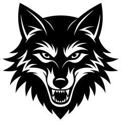 Fototapeta premium Wolf-head-angry-mood-vector-art-illustration 