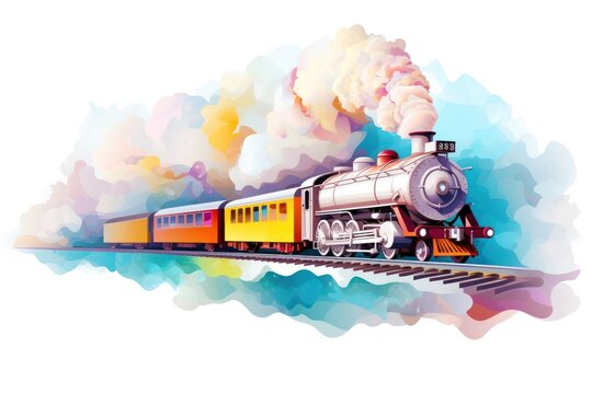Pastel graphic train locomotive vehicle railway.