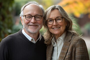 Fototapeta premium Portrait of Happy Smiling Senior Couple at Outdoor Family Gathering